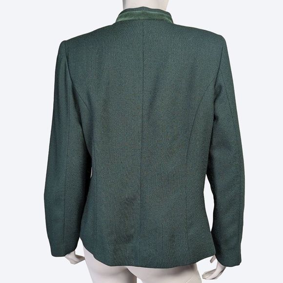 Pendleton Emerald Green Wool Blazer with Mandarin Collar and Velvet Trim | 10 - Picture 3 of 10